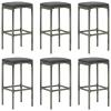 Gecheer 7-Piece Garden Bar Set with Cushions, Gray Poly Rattan, 6 Chairs + 1 Dining Table view 2