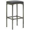 Gecheer 7-Piece Garden Bar Set with Cushions, Gray Poly Rattan, 6 Chairs + 1 Dining Table view 4