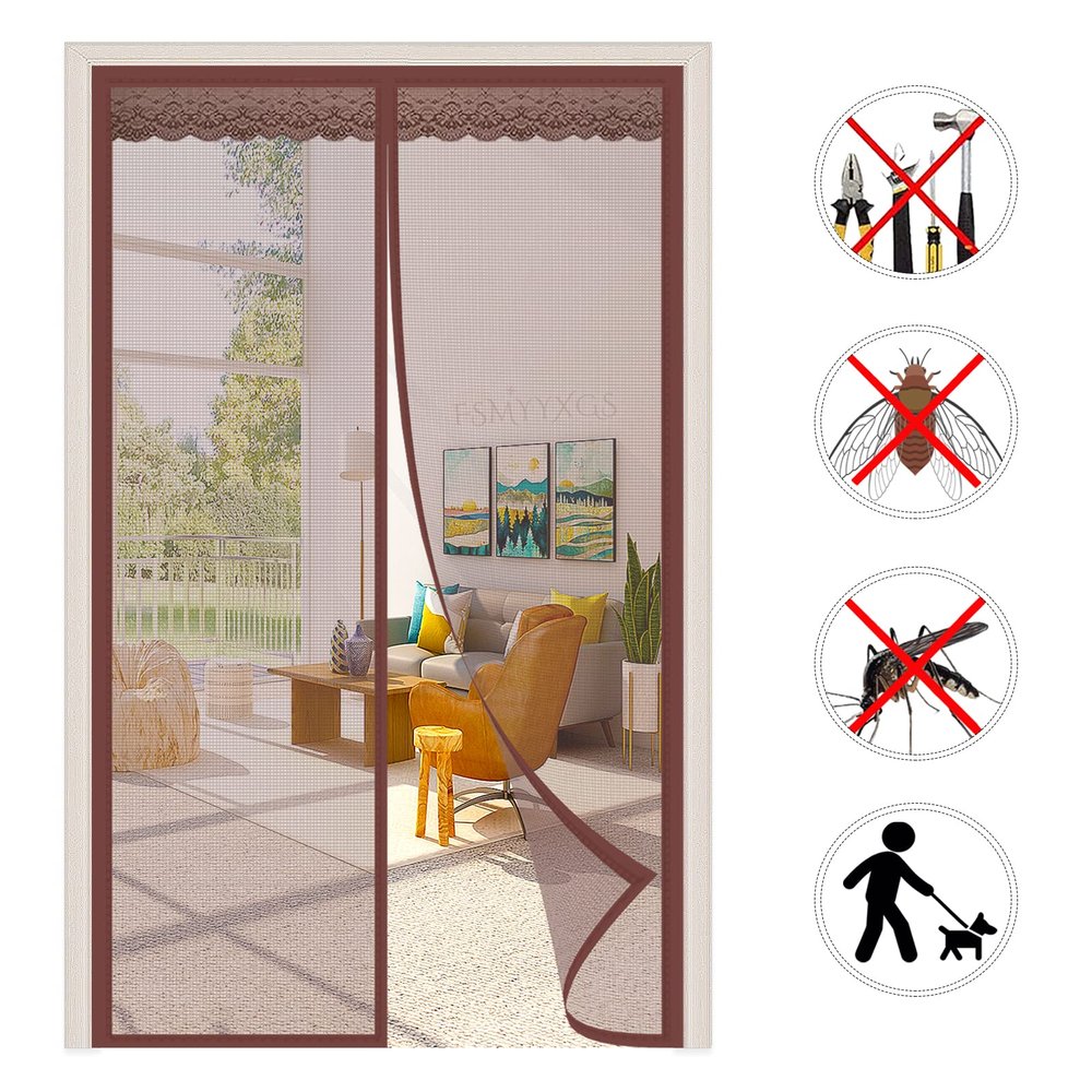 Magnetic Insect Screen Door Curtain, Brown, 120 x 225 cm