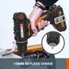 WORX 20V Cordless Drill/Driver WX100.3, 30 Nm, 10 mm Chuck, 2 Batteries view 4
