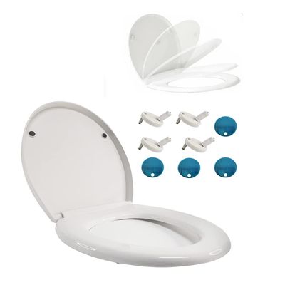 O-Shape Standard Soft-Close Toilet Seat, White PP, Quick-Release