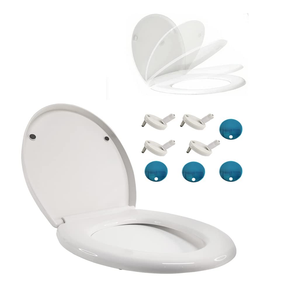 O-Shape Standard Soft-Close Toilet Seat, White PP, Quick-Release