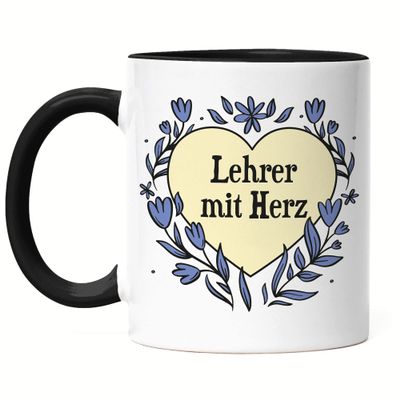 Hey!Print Best Teacher with Heart Black Mug – Thank-You Gift