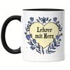 Hey!Print Best Teacher with Heart Black Mug – Thank-You Gift view 1