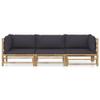 KOIECETA Bamboo Garden Lounge Set, Dark Gray, 2 Corner Sections + Center Section view 2