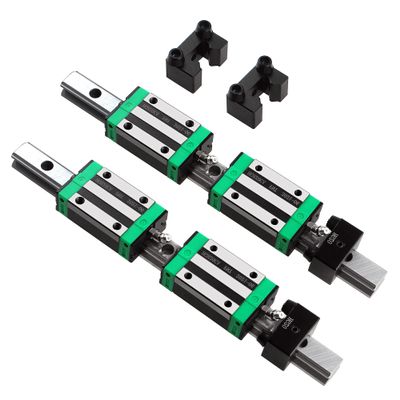 CNCMANS HGH20/HGR20 Linear Guide, 2 HGR20 400 mm Rails with 4 Stop Blocks and 4 HGH20CA Carriage Blocks