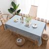 GHKL Japanese-Style Cotton-Linen Tablecloth, Blue Stripes and Plaid, Embroidered, Rectangular view 3