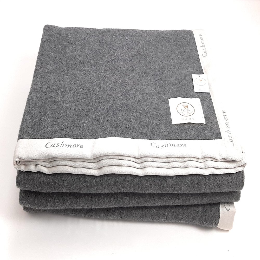 Livia Blanket, 90% Wool, 10% Cashmere, Gray/Gray, for French Bed, 180 x 220 cm
