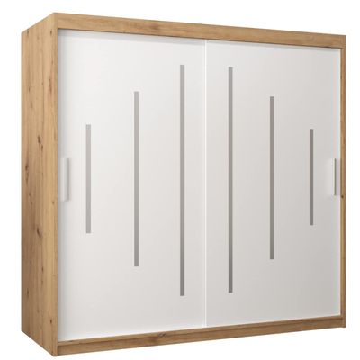 MEBLE KRYSPOL YORK 2-Door Wardrobe, Artisan/White, 150 x 62 x 200 cm