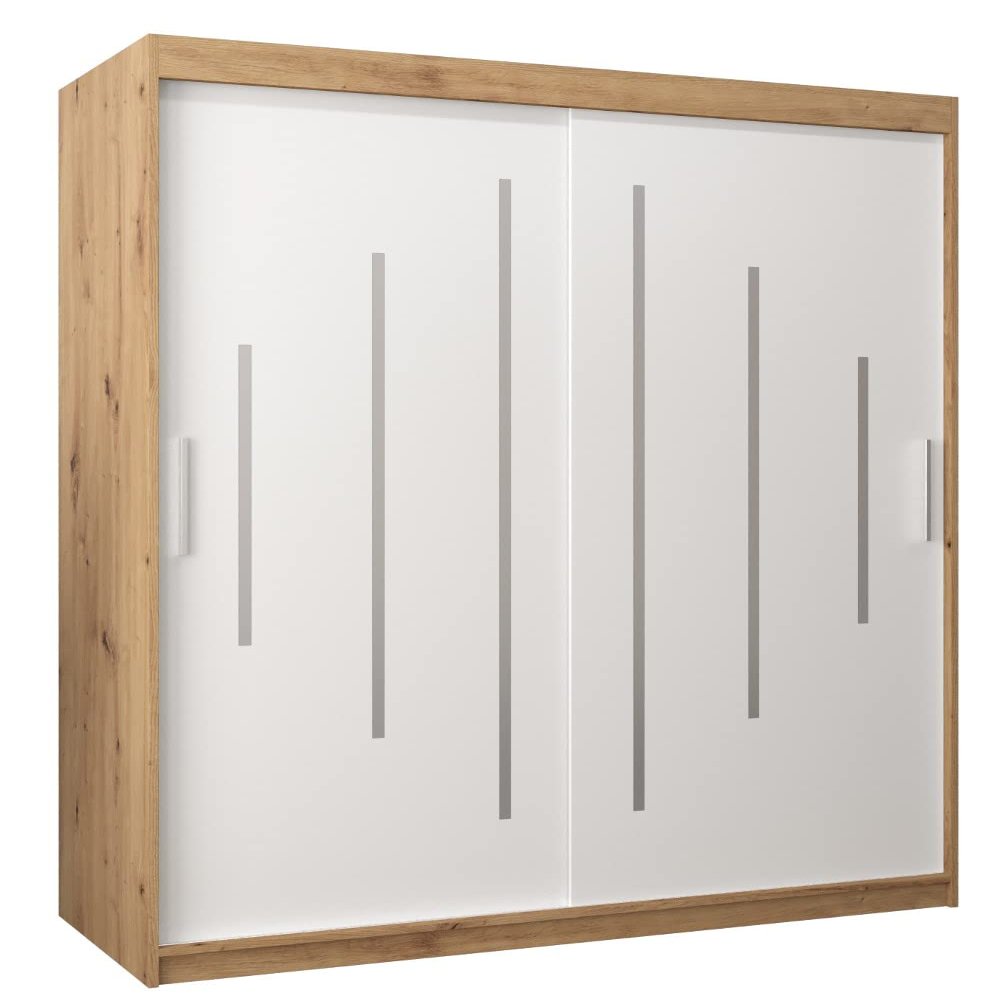 MEBLE KRYSPOL YORK 2-Door Wardrobe, Artisan/White, 150 x 62 x 200 cm