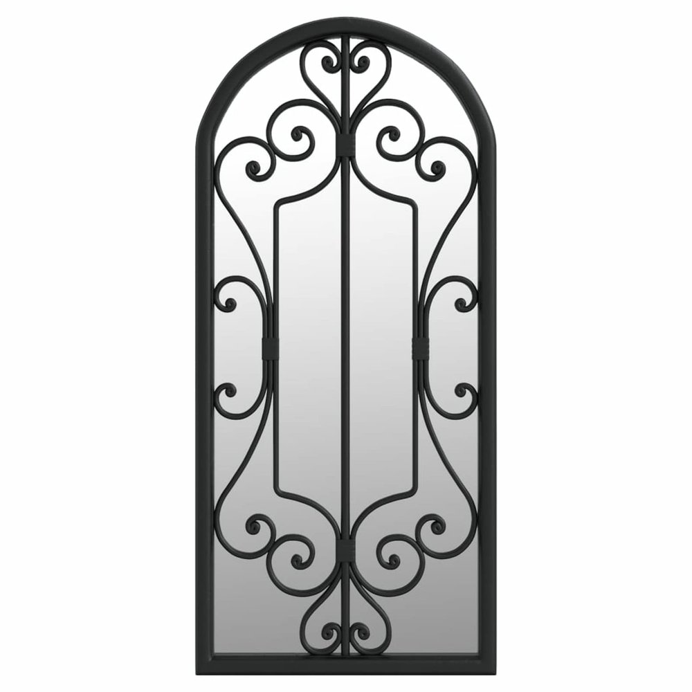 Festnight Black Outdoor Garden Mirror with Window Design, Weather-Resistant Iron, 100 x 45 cm