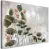 Feeby 1-Piece Wall Decor 60 x 40 cm, Lotus Flower Leaves Canvas Print, Green Concrete Texture view 1