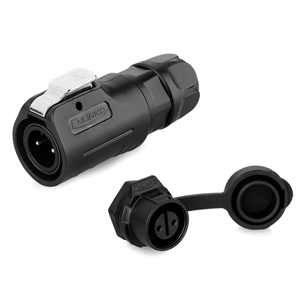 CNLINKO LP-12 IP68 Industrial Waterproof Circular Quick-Disconnect Connector, M12 2-Pole