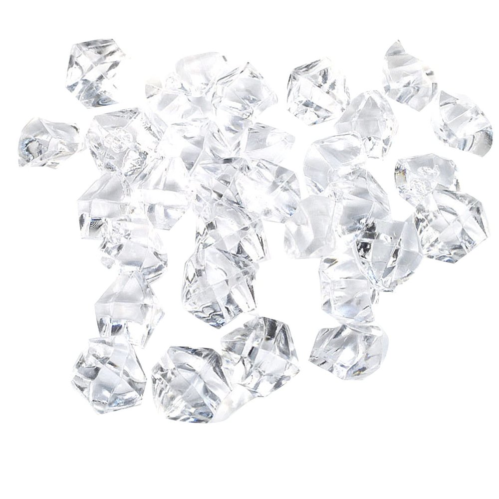 Faux Crystals, 80 Pieces, Acrylic Gems, Clear Ice Rocks, Plastic Diamonds, Vase Filler, Decorative Eggs, One Size