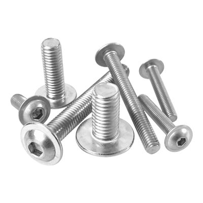 5/10 pcs. Stainless Steel A2/V2A Flanged Button Head Screws ISO 7380-2, M2.5–M12, Hex Socket, Fully Threaded