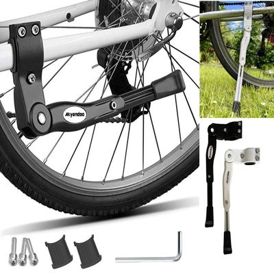 Akyandoo Premium Adjustable Bicycle Kickstand for E-Bikes, 24–29 in, White with Bell