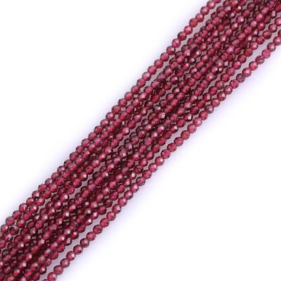 Gem-Inside 2 mm Natural Red Garnet Quartz Crystal Gemstone Faceted Spacer Beads for Jewelry Making, 15 in Strand