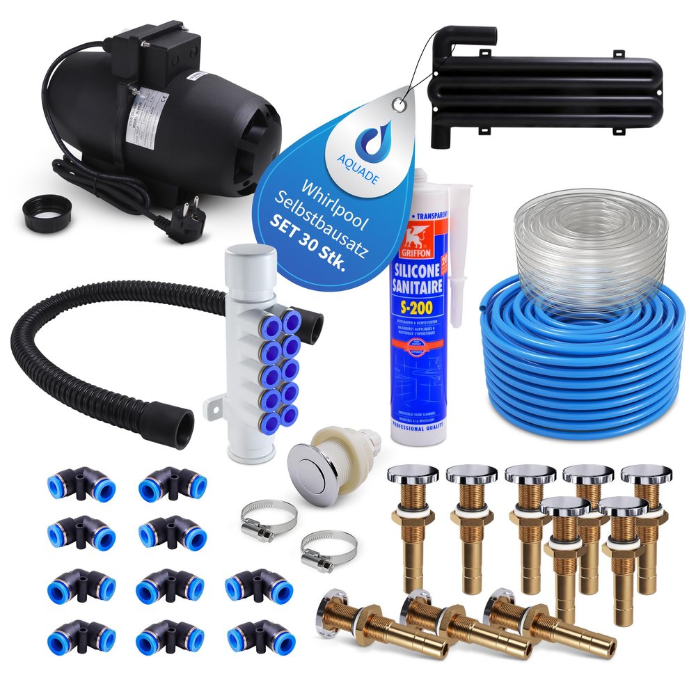 AQUADE 30-Piece Whirlpool Bathtub DIY Kit with Ozone Cleaning