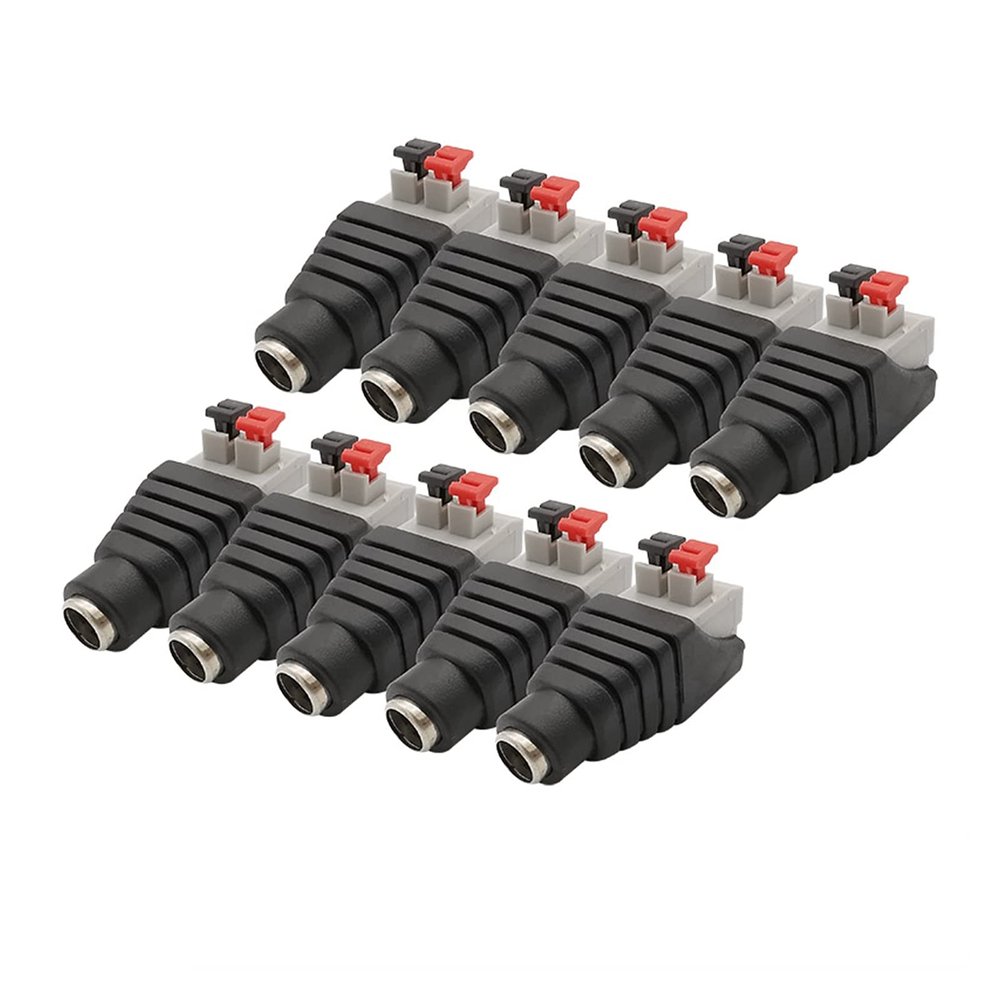 Demasiado 10-Piece 5.5 x 2.1 mm DC Male/Female Push-Type Cable Connector Set for 3528/5050 Strips