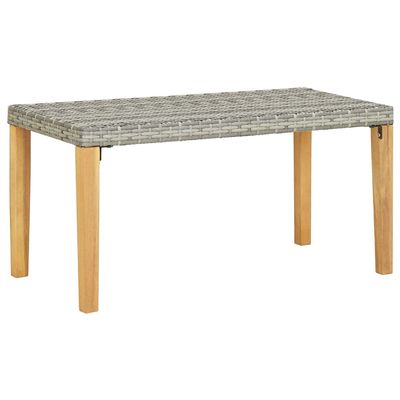 ZQQLVOO Gray Poly Rattan and Solid Acacia Wood Garden Bench, 120 cm