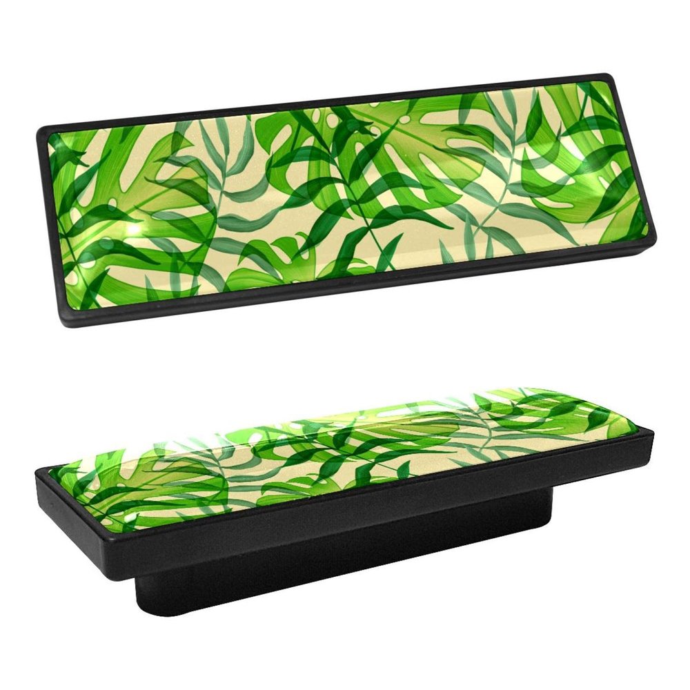 Rectangular Tropical Leaf Cabinet Knobs, 4-Pack