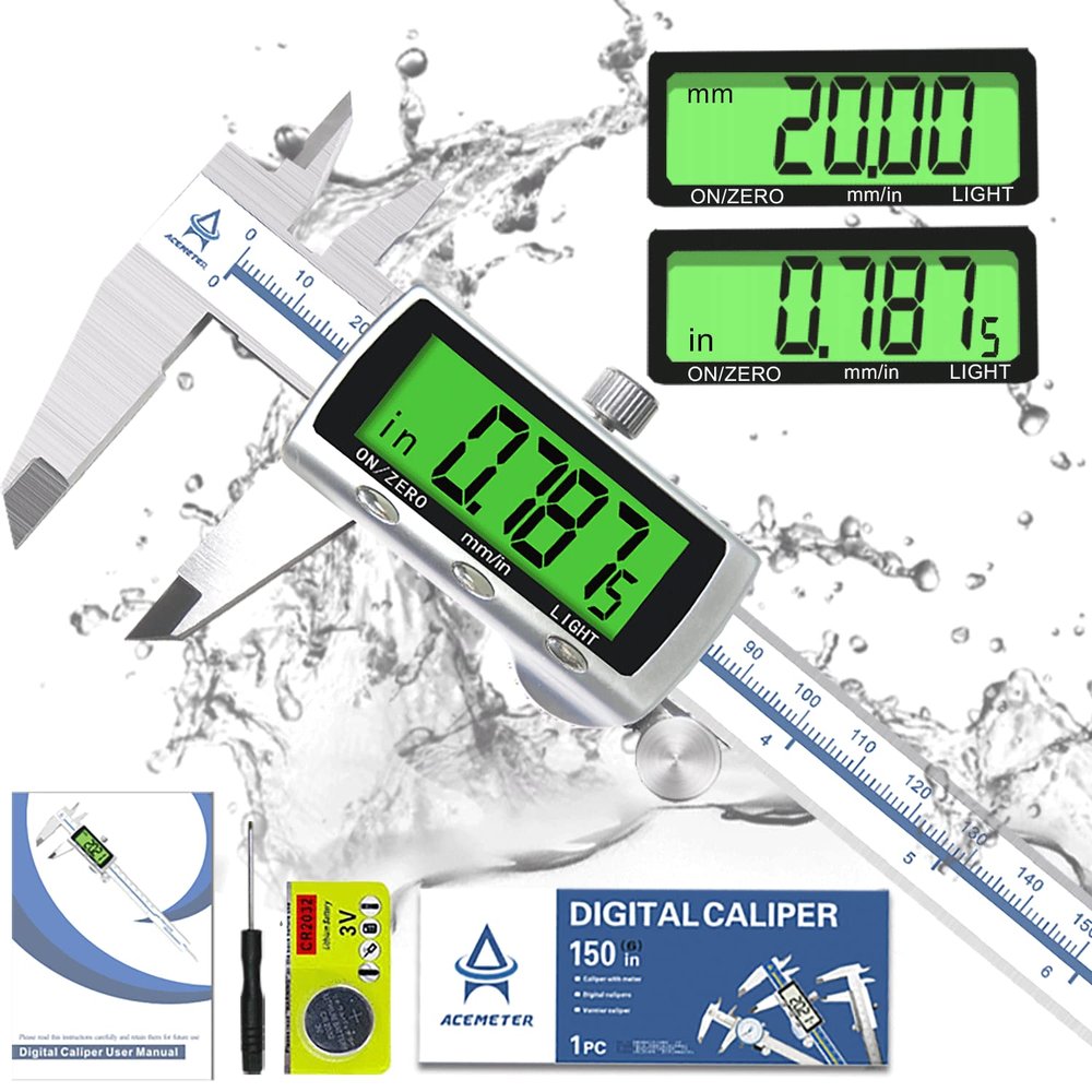 ACEMETER Digital Caliper with Backlight, 150 mm/6 in