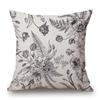 Solekla Floral Pillow Cover, Spring Flower Bouquet Design, Cotton-Linen, 18 x 18 in, Black and White view 1