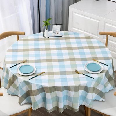 XQSSB Blue Round PVC Oilcloth Tablecloth, Washable, 260 cm Diameter