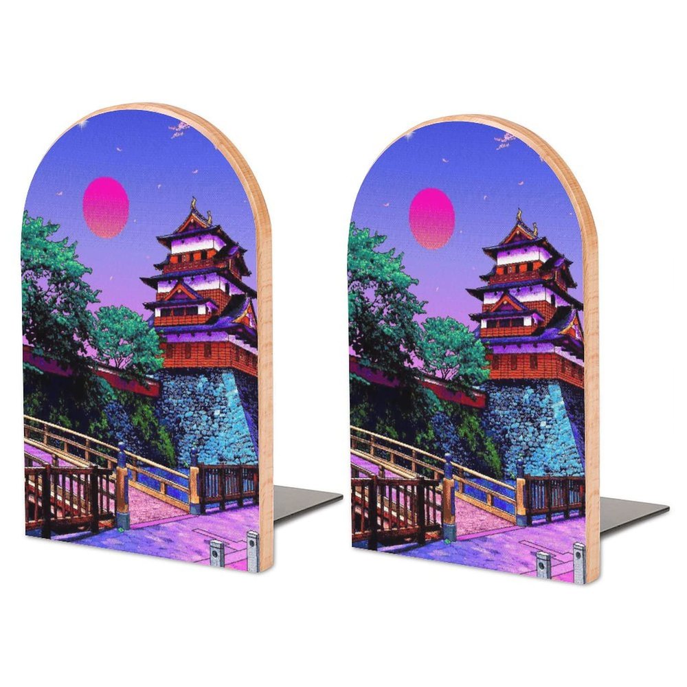 Pavilion Cherry Blossom Wooden Bookends for Heavy Books