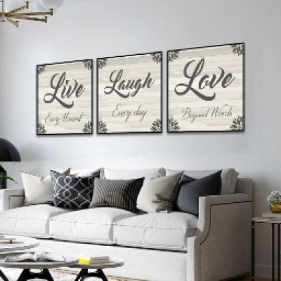 dsdsgog Live Laugh Love Every Day Canvas Painting, Pop Art Print and Poster for Living Room, Café, Decoration, Wall Art, 30 x 30 cm x 3, Unframed