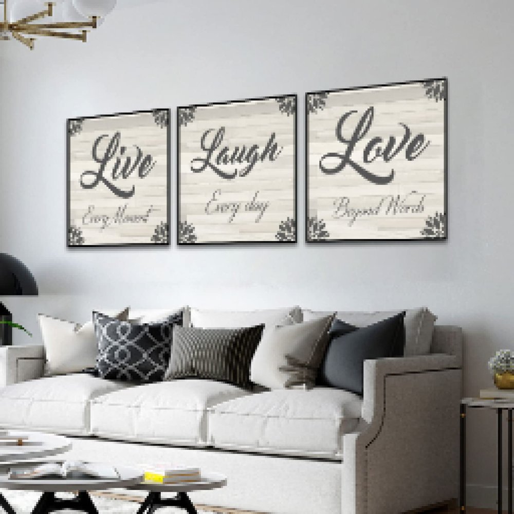 dsdsgog Live Laugh Love Every Day Canvas Painting, Pop Art Print and Poster for Living Room, Café, Decoration, Wall Art, 30 x 30 cm x 3, Unframed