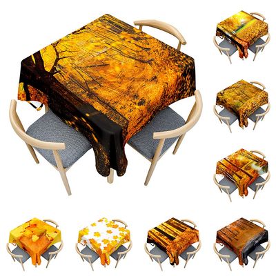 Odot Square Polyester Tablecloth, Waterproof, Easy-Care, Gold Valley Print, 60 x 60 cm