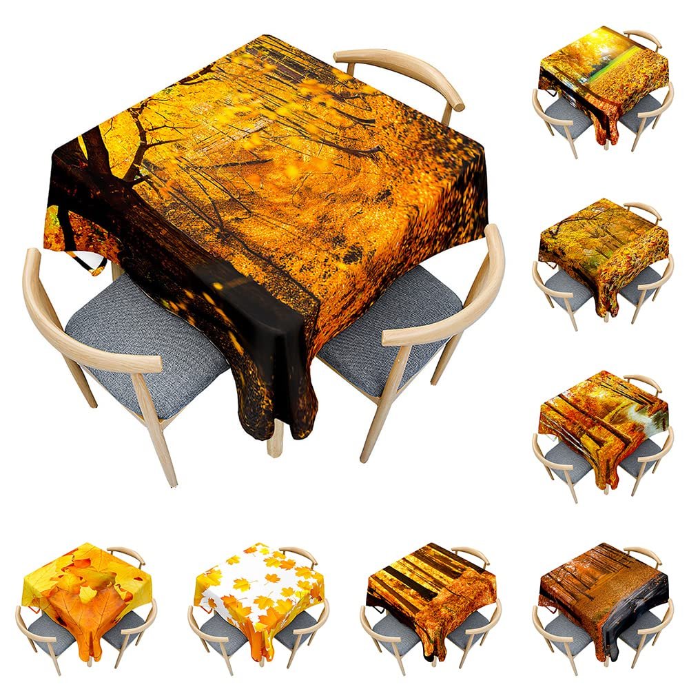Odot Square Polyester Tablecloth, Waterproof, Easy-Care, Gold Valley Print, 60 x 60 cm
