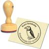 Personalized Round Wooden Address Stamp – Puffin, 40 mm view 1