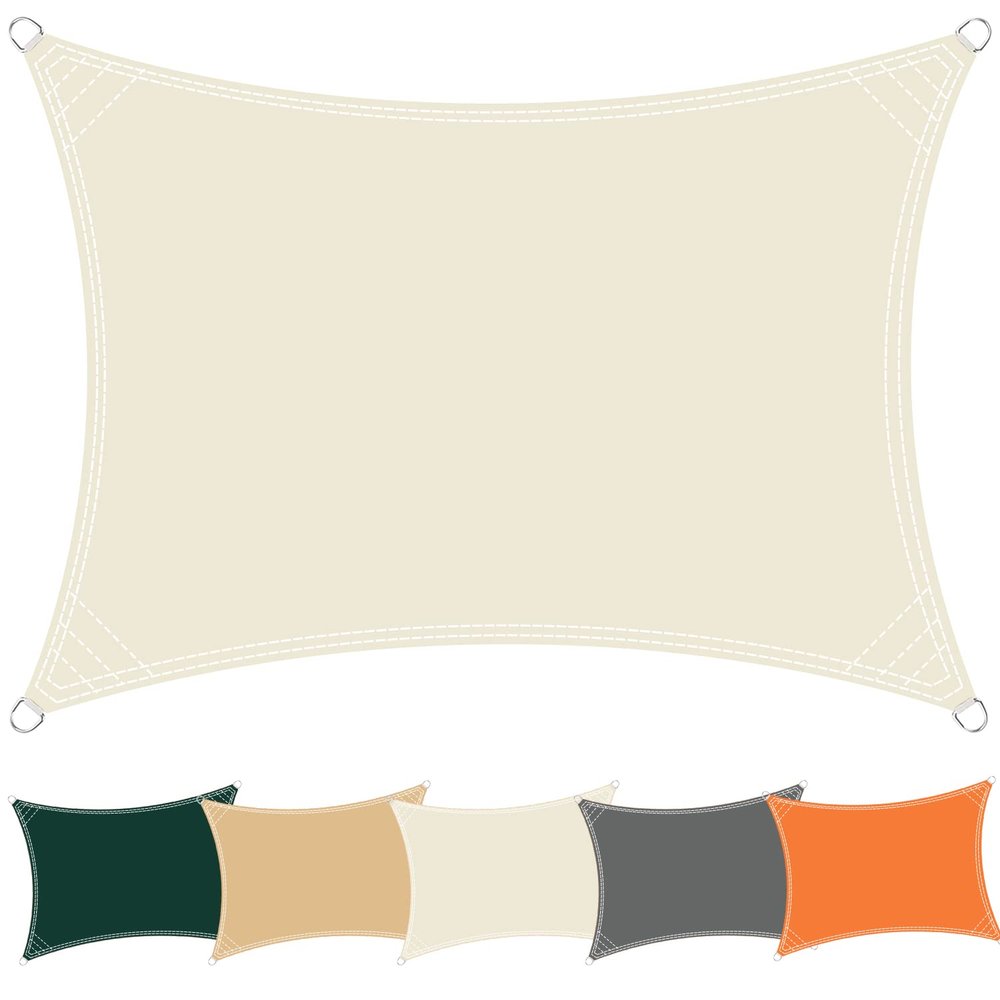 Polyester Sun Shade Sail 5.5 x 7.7 m, Pergola Canopy, Sand-Cream White