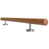 TIBU Kambala Wood Handrail, 280 cm, 42 mm, 4 Straight Stainless Steel Brackets, Beveled End view 3