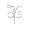 Monogram Cake Topper, Letter Y, Personalized Initial, Floral Glitter Silver view 2