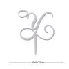 Monogram Cake Topper, Letter Y, Personalized Initial, Floral Glitter Silver view 3