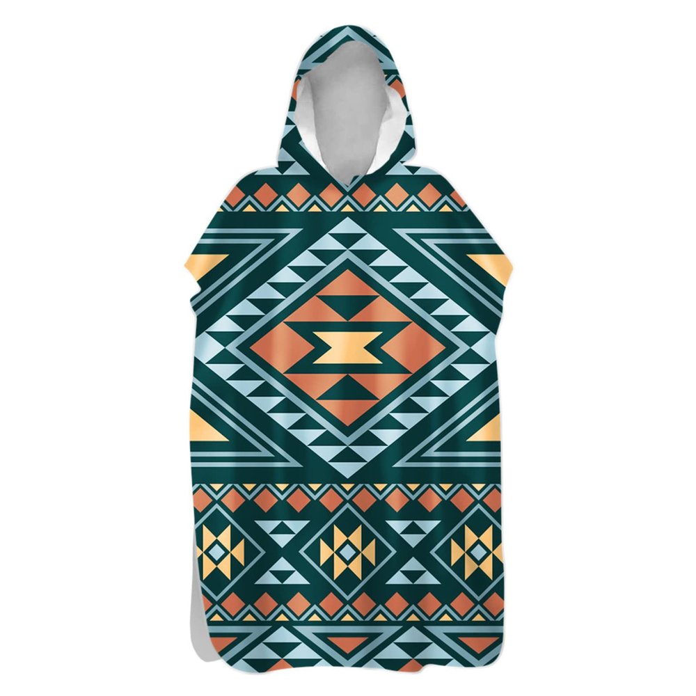 Chickwin Hooded Changing Robe, 3D Exotic Surf Poncho, Microfiber Beach Towel, Quick-Drying, Green Retro, 80 x 145 cm