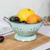 Sharplace Enameled Colander Fruit Bowl, Vintage Style, Small Green view 4