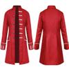 Jilijia Men's Steampunk Renaissance Uniform Set, Victorian Edwardian Trench Coat Costume, Red, XXXXL view 2