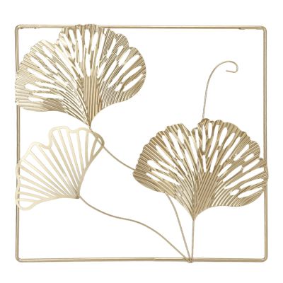 Restokki 3D Ginkgo Leaf Metal Wall Decor with Frame