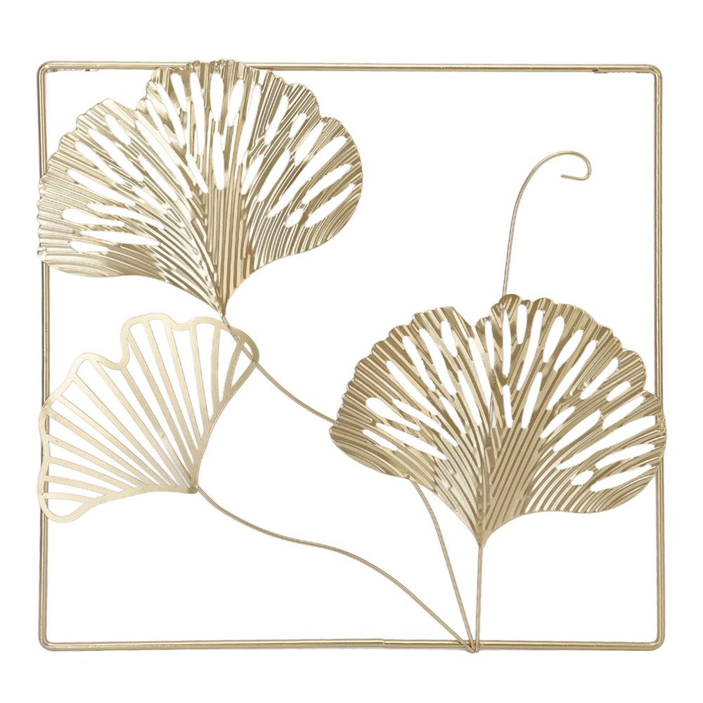 Restokki 3D Ginkgo Leaf Metal Wall Decor with Frame