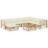 INLIFE 8-Piece Garden Lounge Set with Cream-White Cushions, Bamboo - 8219 view 1