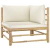 INLIFE 8-Piece Garden Lounge Set with Cream-White Cushions, Bamboo - 8219 view 2