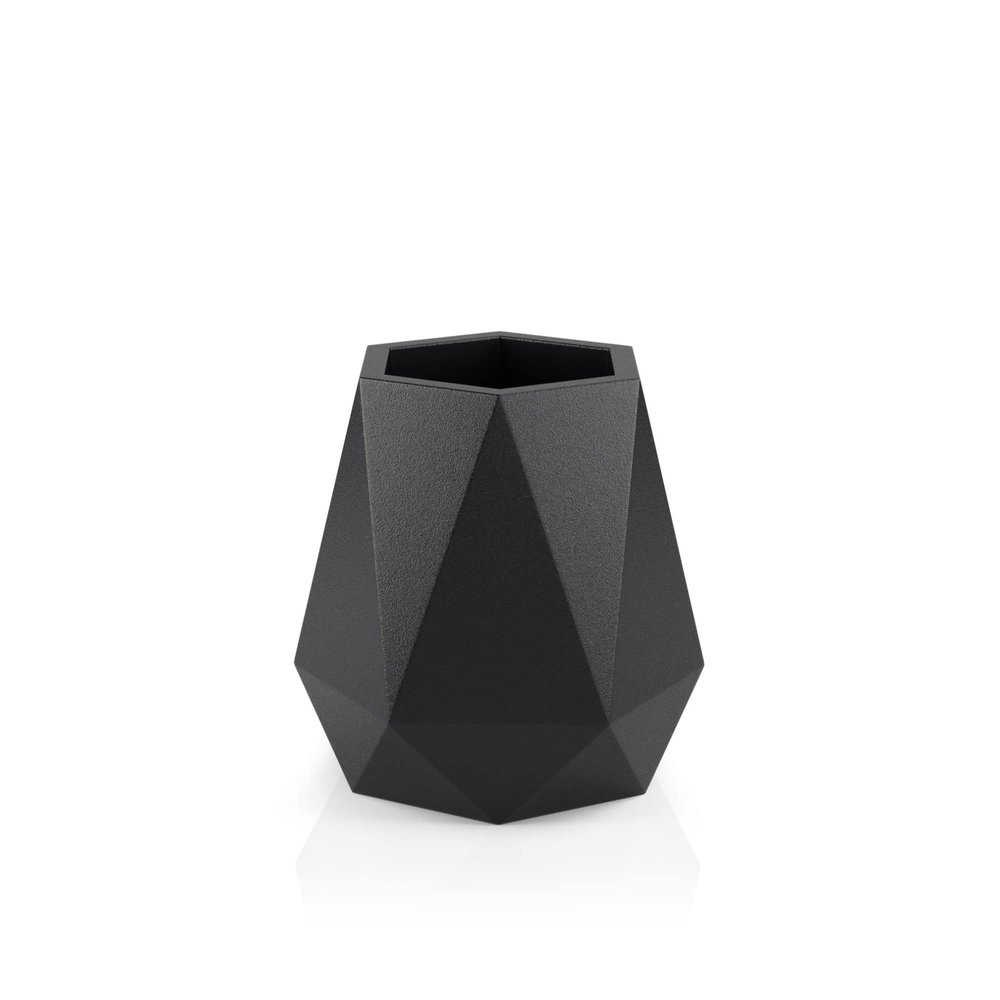 Forvega Flavi 54 Wide Garden Planter for Indoor and Outdoor Use, Geometric Design, Weather- and Damage-Resistant Polyethylene, 54 x 47 cm, Black, Without Stand