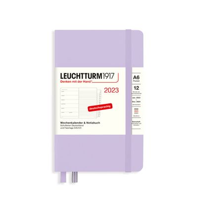 LEUCHTTURM1917 365680 Weekly Planner & Notebook Pocket (A6), 2023, 12 Months, Lilac, German