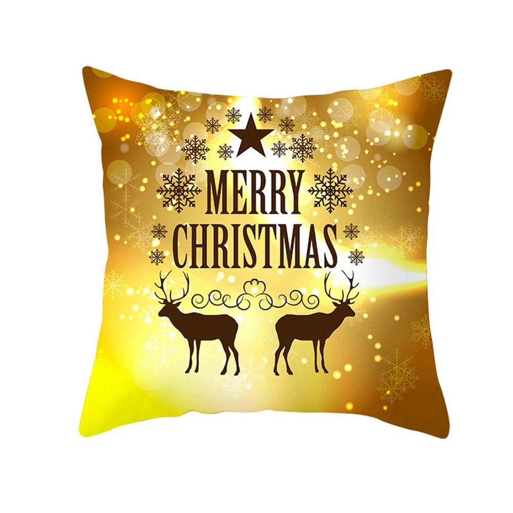 EHOMERY Gold-Brown Christmas Moose and Snowflake Velvet Pillow Cover, 18 x 18 Inches