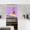 MuchoWow Vintage Pastel Woman Kitchen Backsplash, Aluminum, 100 x 65 cm view 2
