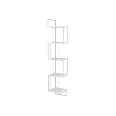 TOMYEUS Wall-Mounted 5-Tier Metal Corner Bookshelf, White